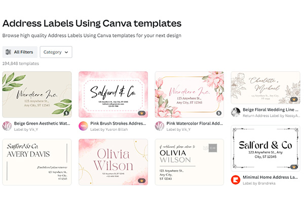 Different designs to choose labels template using canva