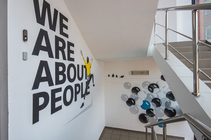 Stairwell vinyl lettering