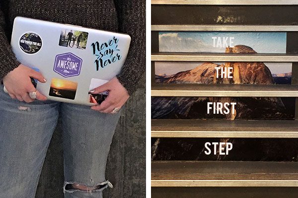 Stick with it, one step at a time mantra stickers