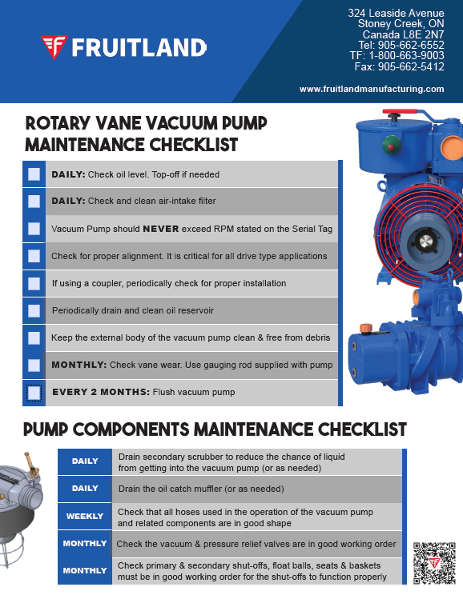 Rotary Vane Vacuum Pump Maintenance Checklist