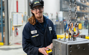 Manufacturing employee operating equipment in Peterborough