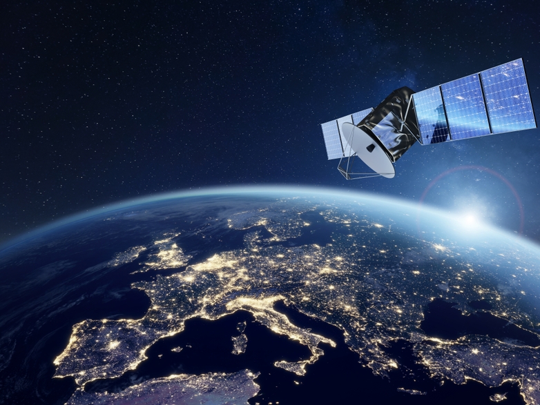 Satellite orbiting in space