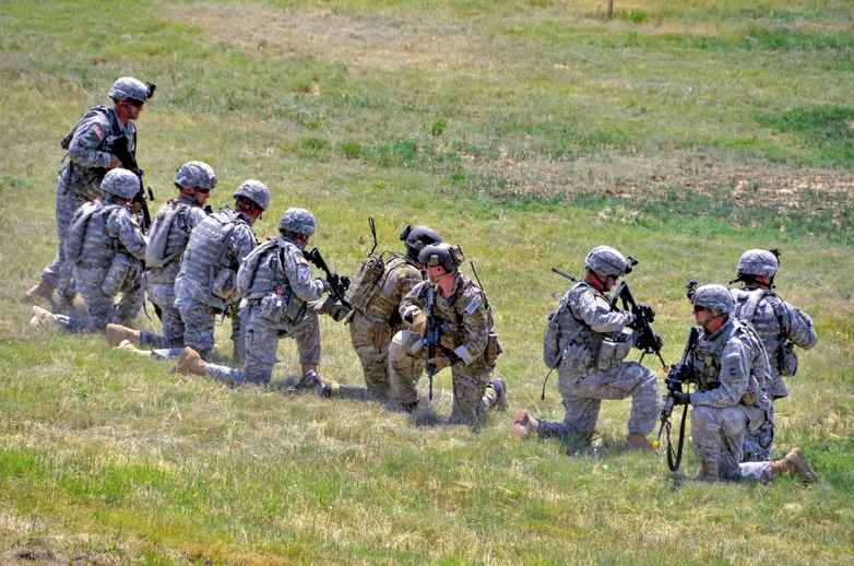 United States army soldiers with firearms