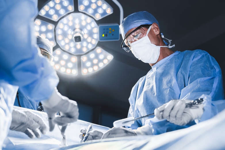 Medical room with surgery tools and medical light