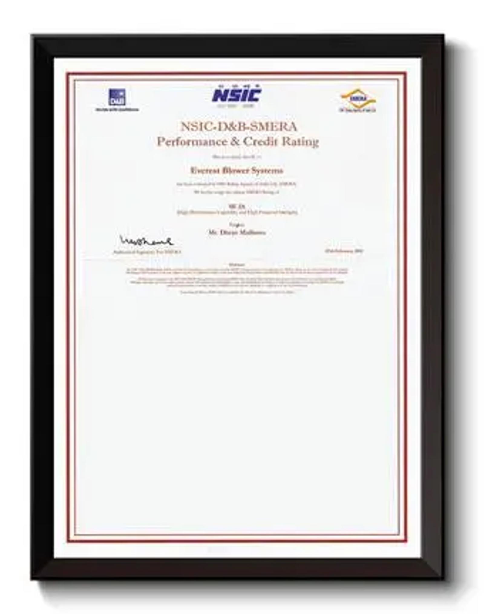 SE-2A Rating by NSIC-SMERA