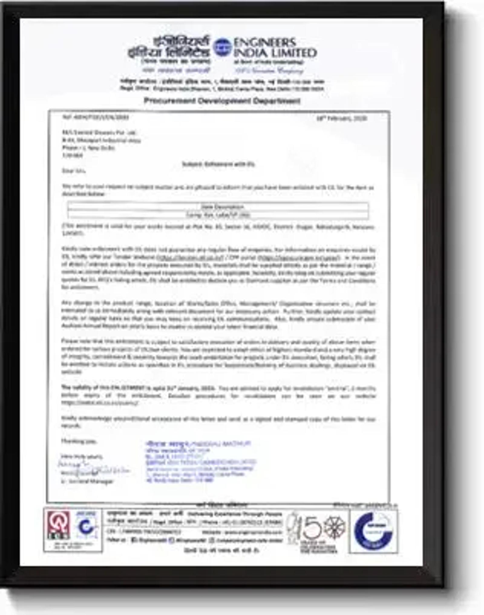 Enlistment with Engineers India Limited