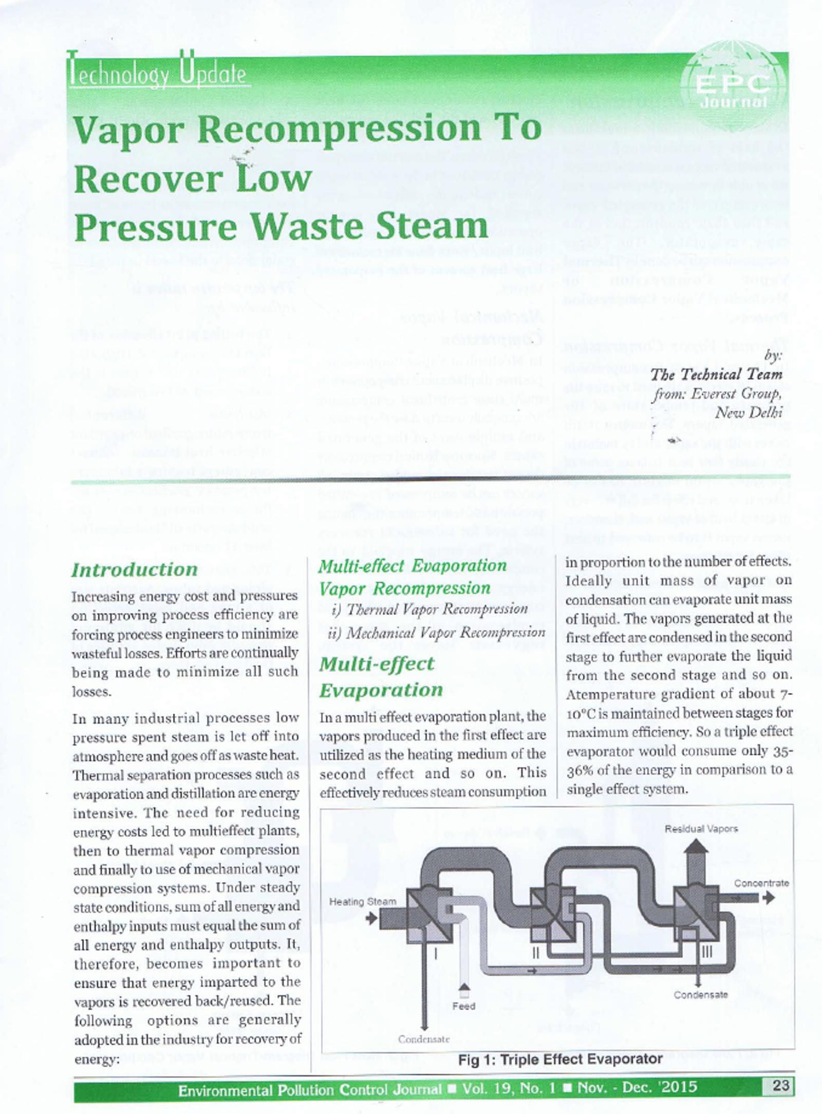 Vapour Recompression to Recover Low Pressure Waste Steam.png