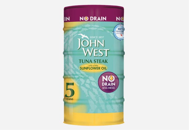 John West No Drain Tuna Steak in Sunflower Oil 5 x 110g