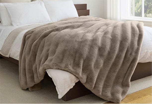 Pläd i Fuskpäls, kaninimitation