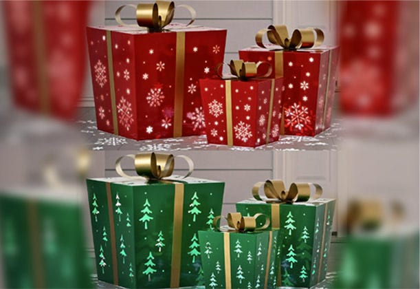 Metal Gift Boxes with LED Lights Set of 3