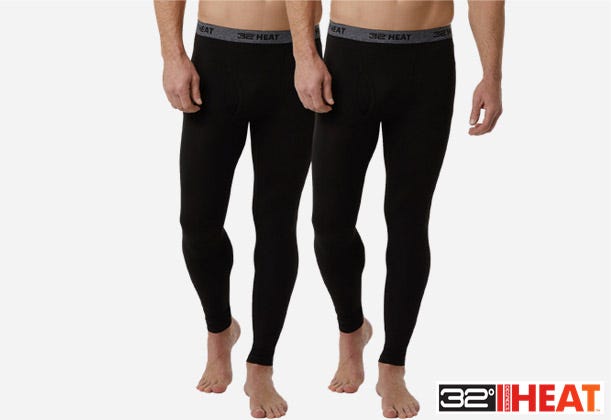32 Degrees Värmande baslager byxa för män 2 Pack