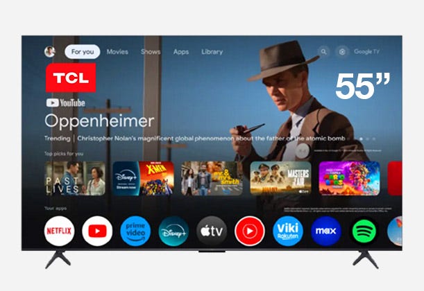 TCL 55” QD Mini LED Smart TV, Modell: 55C61KS