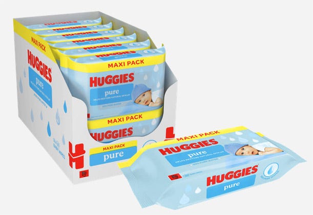 Huggies Plastfria Babyservetter 12 x 60 Servetter