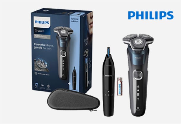 Philips Series 5 Electric Wet & Dry rakapparat med Pop–up trimmer, nästrimmer och resefodral, S5889/11