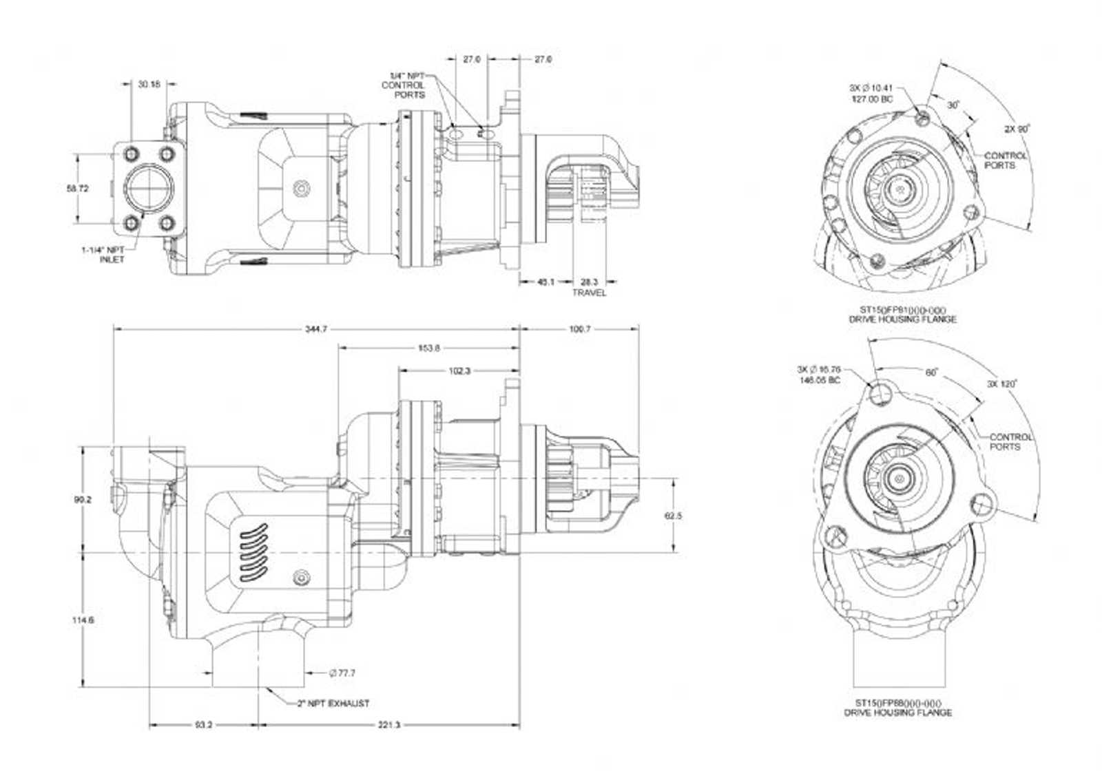air starters engine barring motors ST150FPDimensionsl