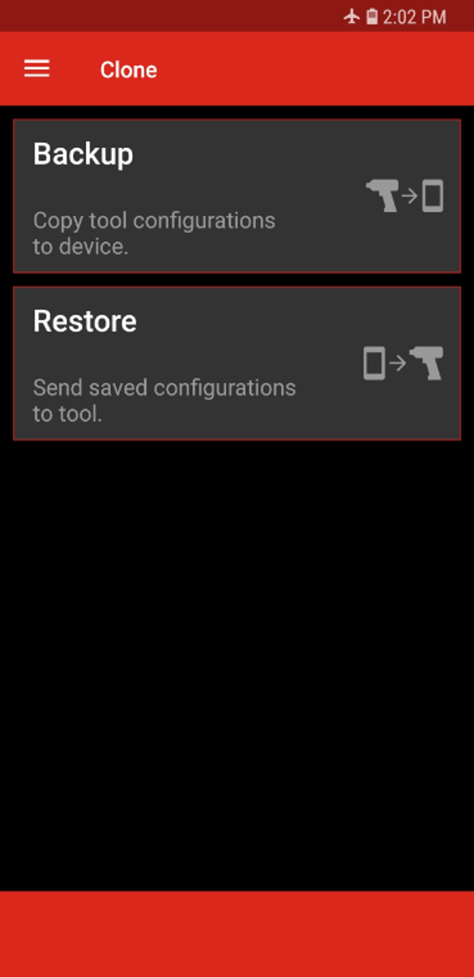 phone app back up settings