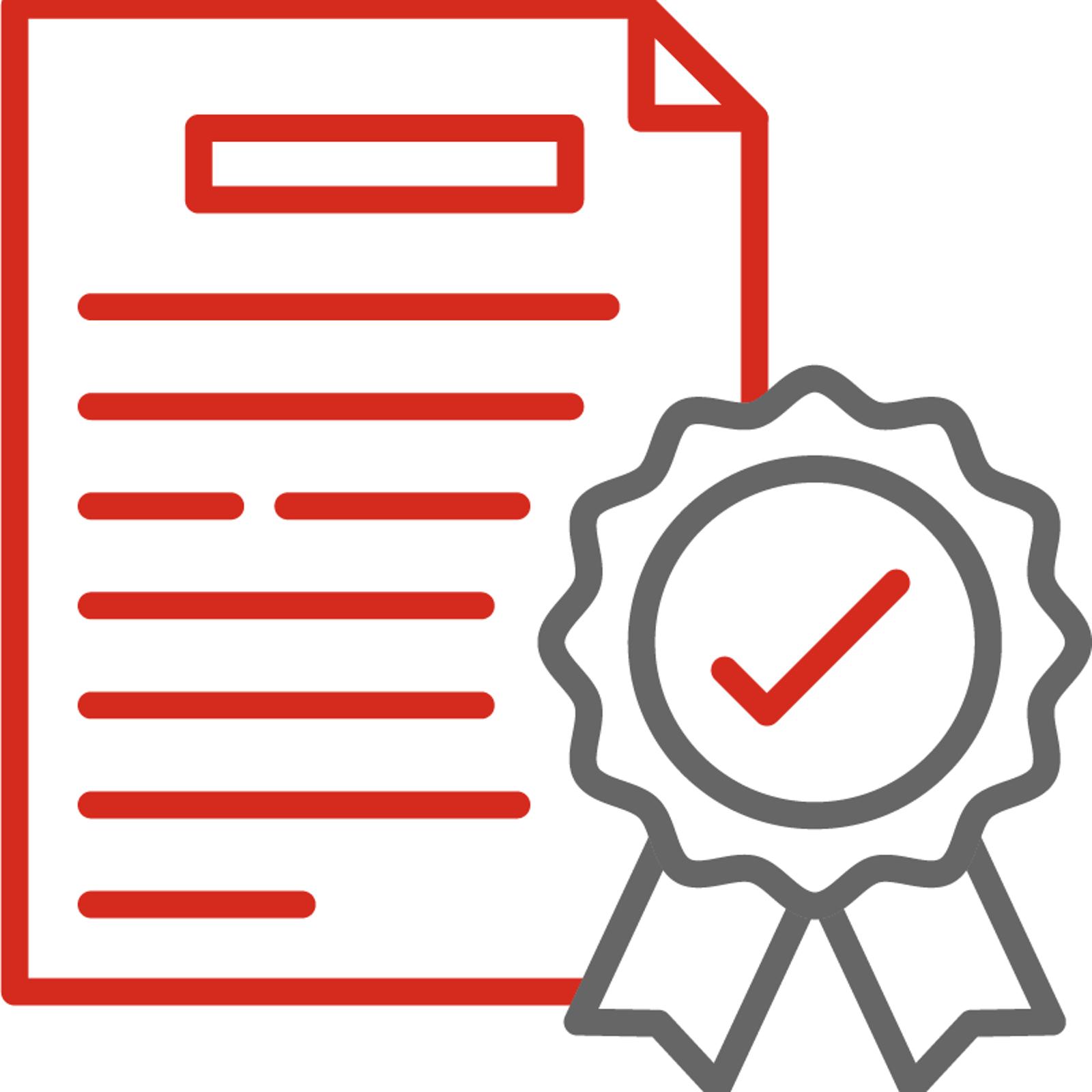 red grey document certification icon