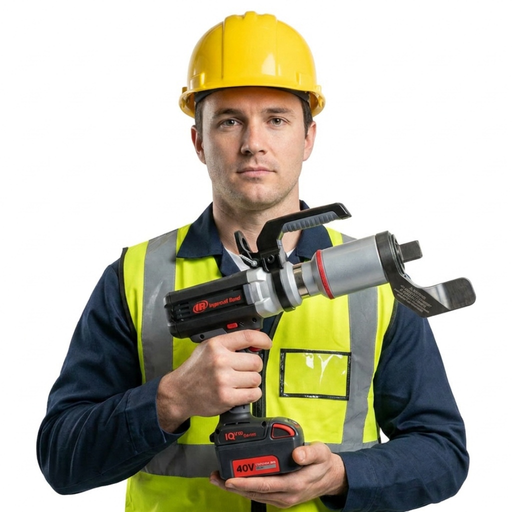 technician holding QXM torque multiplier