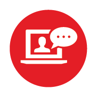 red white icon webinars