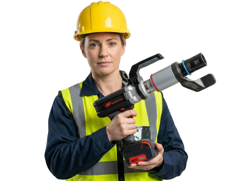 field operator holding a qxm torque controlled tool