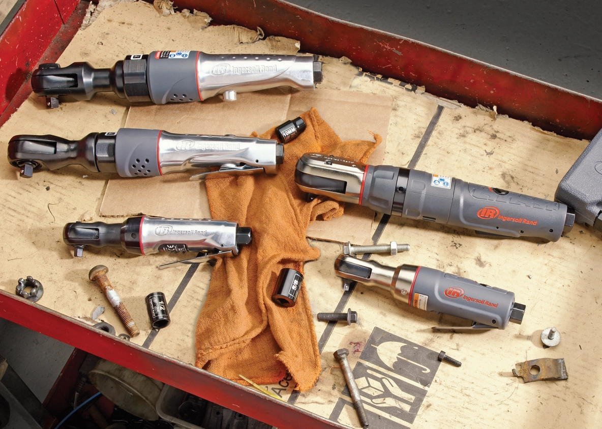 Ingersoll Rand's line of air ratchets on rolling cart