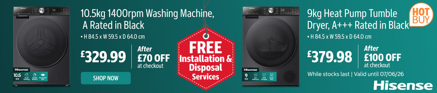 Hisense 9kg Heat Pump Tumble Dryer, A+++ Rated in Black