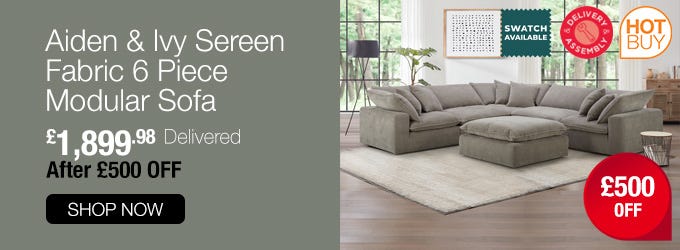 Aiden & Ivy Sereen Fabric 6 Piece Modular Sofa