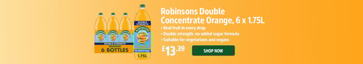 Robinsons Double Concentrate Orange, 6 x 1.75L