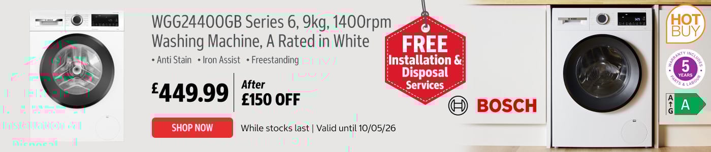 Bosch Series 6, 9kg, 1400rpm Washing Machine, A Rated in White