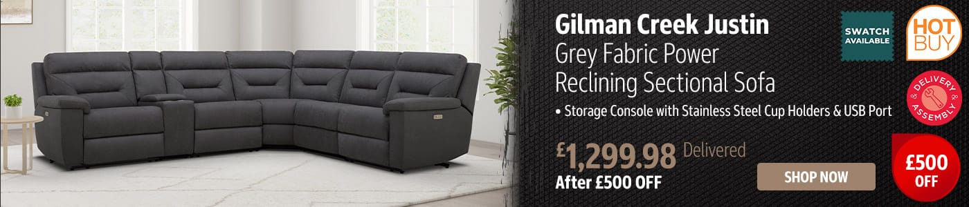 Gilman Creek Justin Grey Fabric Power Reclining Sectional Sofa