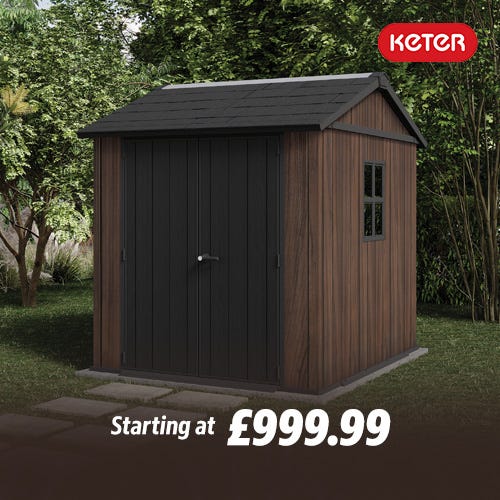 Keter Rosewood Storage Shed in 2 Configurations