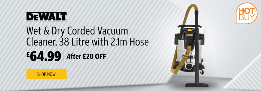 DEWALT® Wet & Dry Corded Vacuum Cleaner, 38 Litre with 2.1m Hose