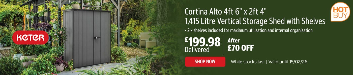 Keter Cortina Alto 1,415 Litre Vertical Storage Shed with Shelves