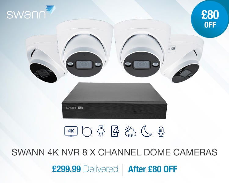 Swann 4K NVR 8 x Channel 4 x NHD-ADVANXB Dome Cameras with 1TB HDD