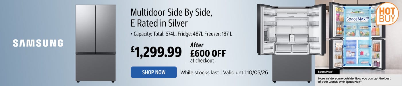 Samsung Multidoor Side By Side, E Rated in Silver