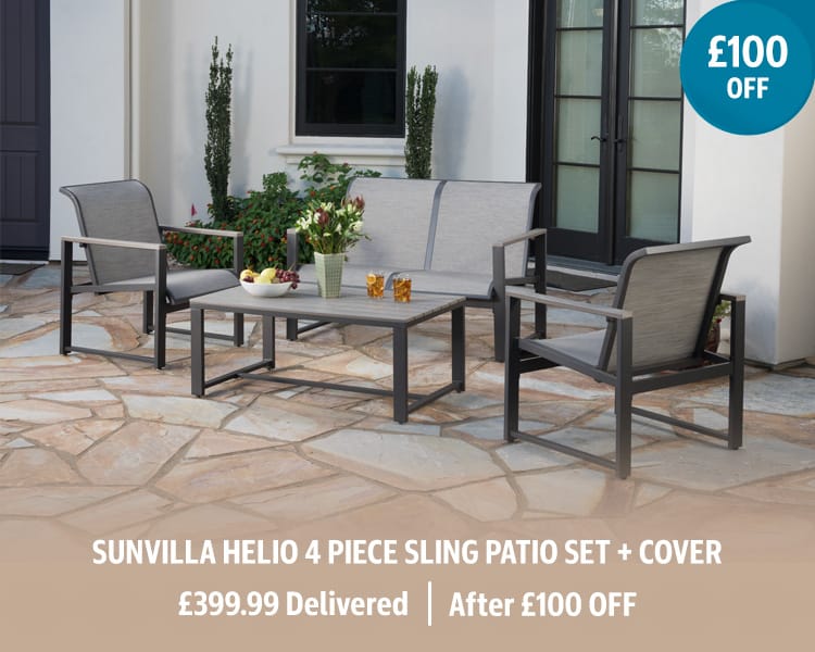 Sunvilla Helio 4 Piece Sling Patio Set + Cover