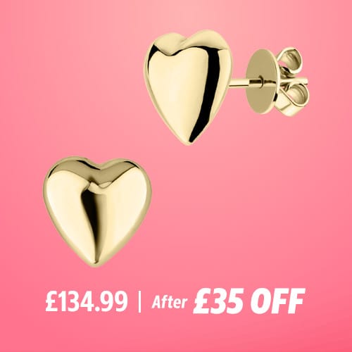 14ct Yellow Gold Heart Stud Earrings
