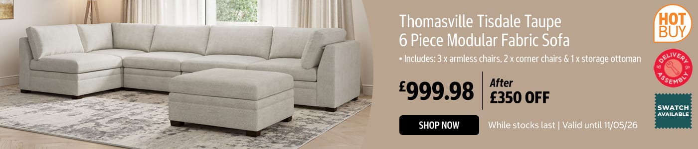 Thomasville Tisdale Taupe 6 Piece Modular Fabric Sofa