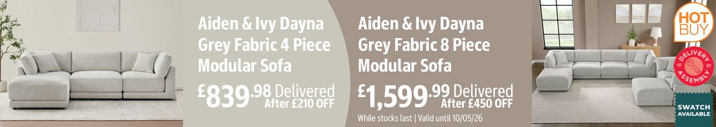 Aiden & Ivy Dayna Grey Fabric Modular Sofa