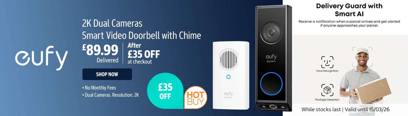 eufy E340 2K Dual Cameras Smart Video Doorbell with Chime - No Monthly Fees