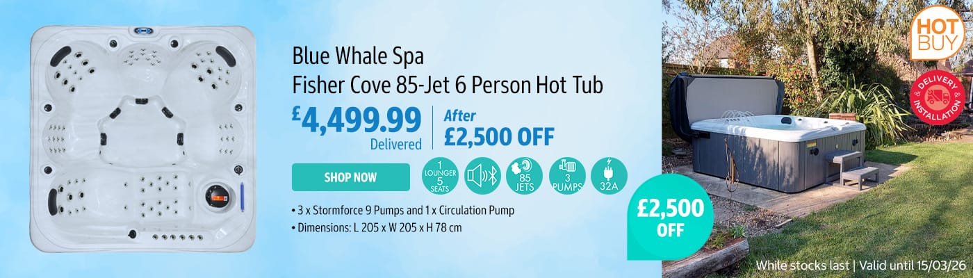 Blue Whale Spa Fisher Cove 85-Jet 6 Person Hot Tub - Delivered and Installed
