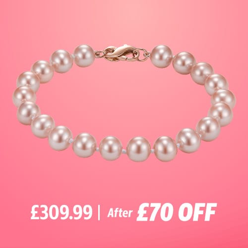 8-8.5mm Cultured Freshwater Pink Pearl Bracelet 14ct Rose Gold