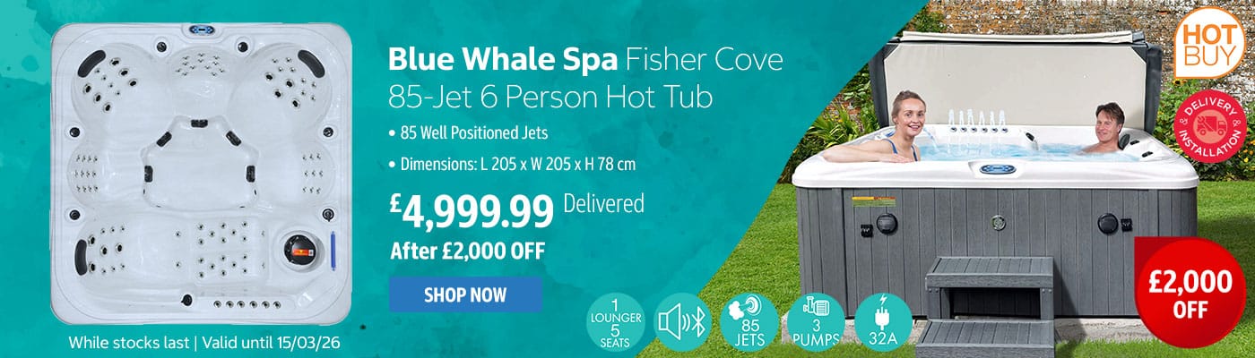 Blue Whale Spa Fisher Cove 85-Jet 6 Person Hot Tub