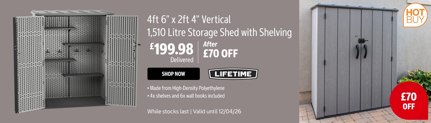 Lifetime Vertical 1,510 Litre Storage Shed with Shelving