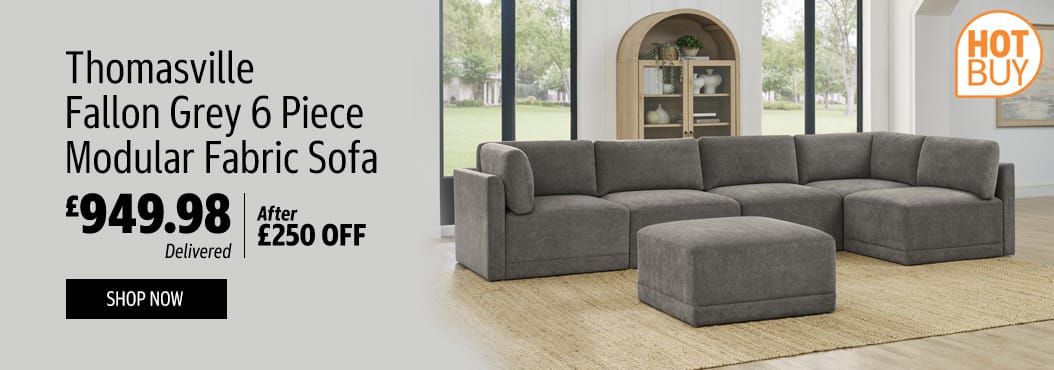 Thomasville Fallon Grey 6 Piece Modular Fabric Sofa