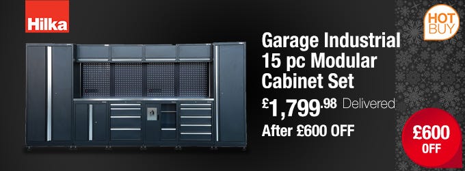 Hilka Garage Industrial 15 pc Modular Cabinet Set
