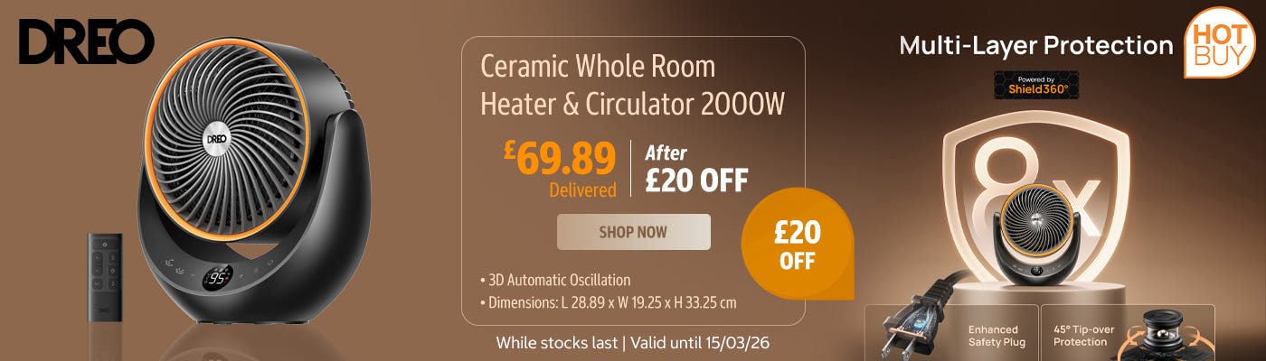 DREO Ceramic Whole Room Heater & Circulator 2000W