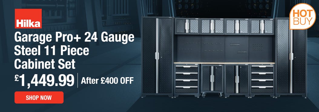 Hilka Garage Pro+ 24 Gauge Steel 11 Piece Cabinet Set