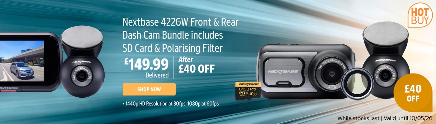 Nextbase 422GW Front & Rear Dash Cam Bundle includes SD Card & Polarising Filter