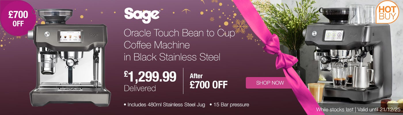 Sage Oracle Touch Bean to Cup Coffee Machine in Black Stainless Steel